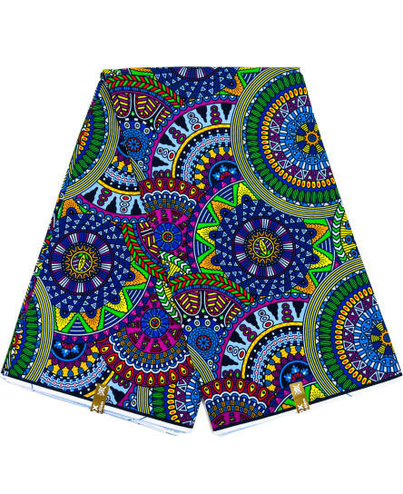 African Fabric Ankara in Yards Print 100% Cotton Black Green Sewing Material